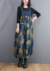 Vestidos de tirantes finos de mezclilla con estampado azul francés